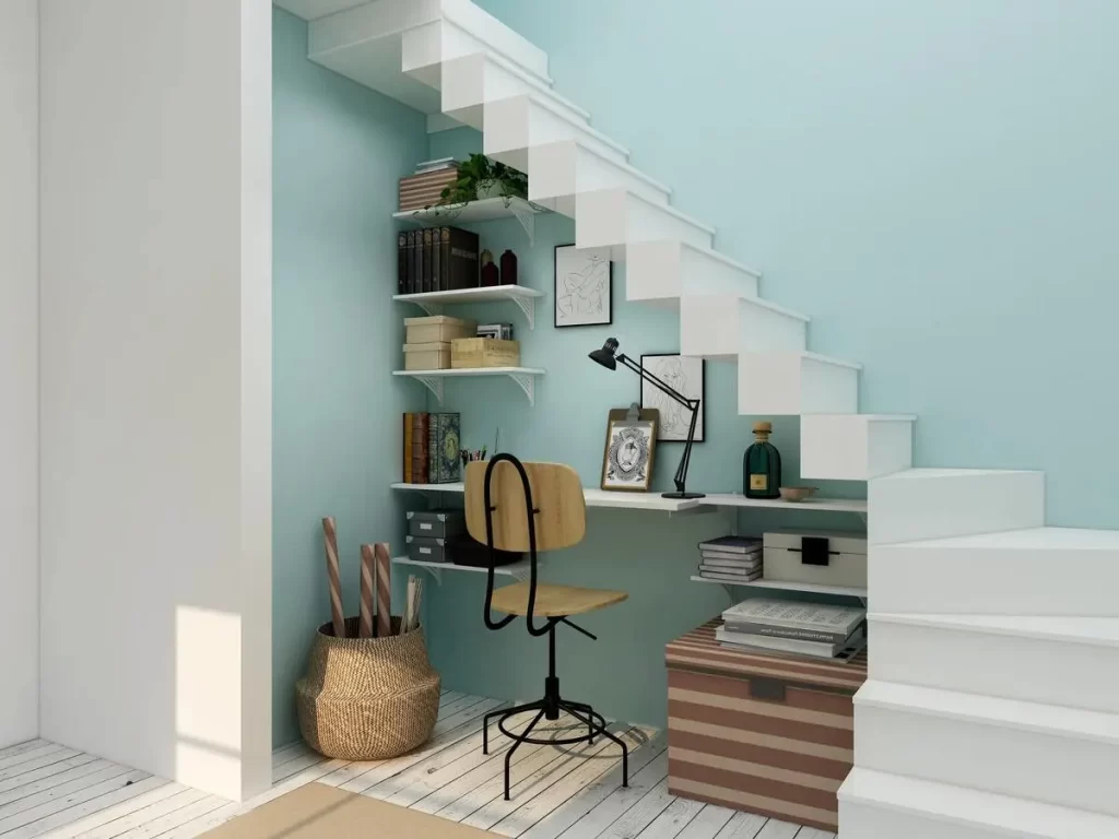 Office under the stairs: Set up a desk